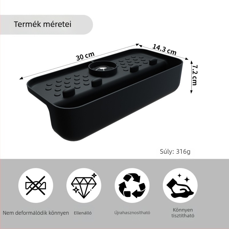 Szilikon csap alatti pad – többfunkciós vízszűrő kosár és konyhai lefolyó szervező, modern minimalista stílus, szívókorongos rögzítés