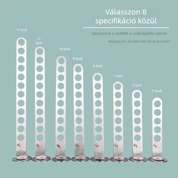 Fali összecsukható ruhatartó rozsdamentes acélból, 12 lyuk, 9 kampó, modern minimalista stílus