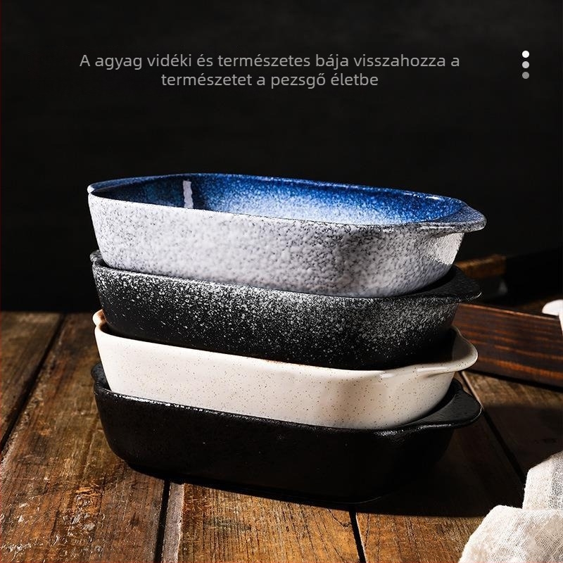Kerámia sütőtál sajtos rizshez, japán stílus, porcelán, mikróhöz kompatibilis, szabálytalan alakú, több mintázat