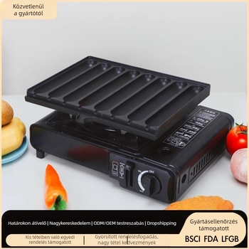 8‑lyukas szalámi grill serpenyő (alumínium, négyszögletes, hordozható, tapadásmentes, könnyen tisztítható)