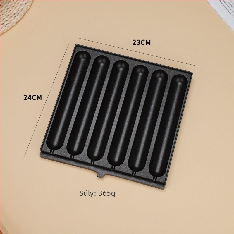 8‑lyukas szalámi grill serpenyő (alumínium, négyszögletes, hordozható, tapadásmentes, könnyen tisztítható)