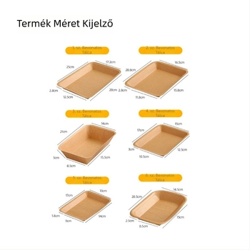 Kraft papírból készült téglalap alakú egyszer használatos tányér grillezéshez, sült krumplihoz és nassolnivalókhoz – ételdoboz