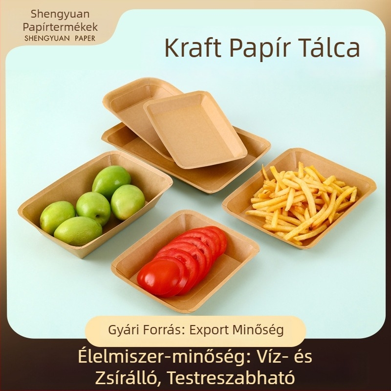 Kraft papírból készült téglalap alakú egyszer használatos tányér grillezéshez, sült krumplihoz és nassolnivalókhoz – ételdoboz