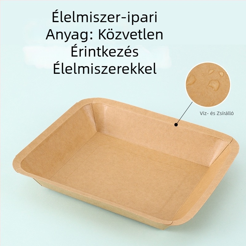 Kraft papírból készült téglalap alakú egyszer használatos tányér grillezéshez, sült krumplihoz és nassolnivalókhoz – ételdoboz