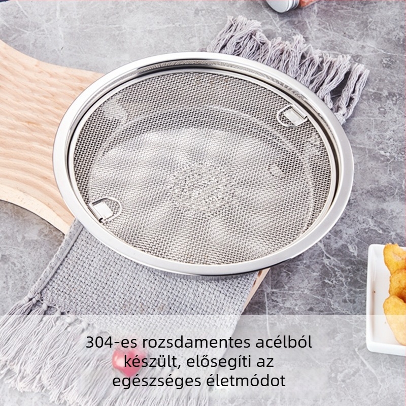 304 rozsdamentes acélból készült olajat levezető serpenyő, többfunkciós serpenyő a sütéshez és falatozáshoz, olajlevezető eszköz, modern letisztult dizájn
