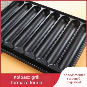 8-csöves kolbász grilllemez, alumínium, négyzet alakú, sajtolt kialakítás, multifunkcionális, hordozható, könnyen tisztítható