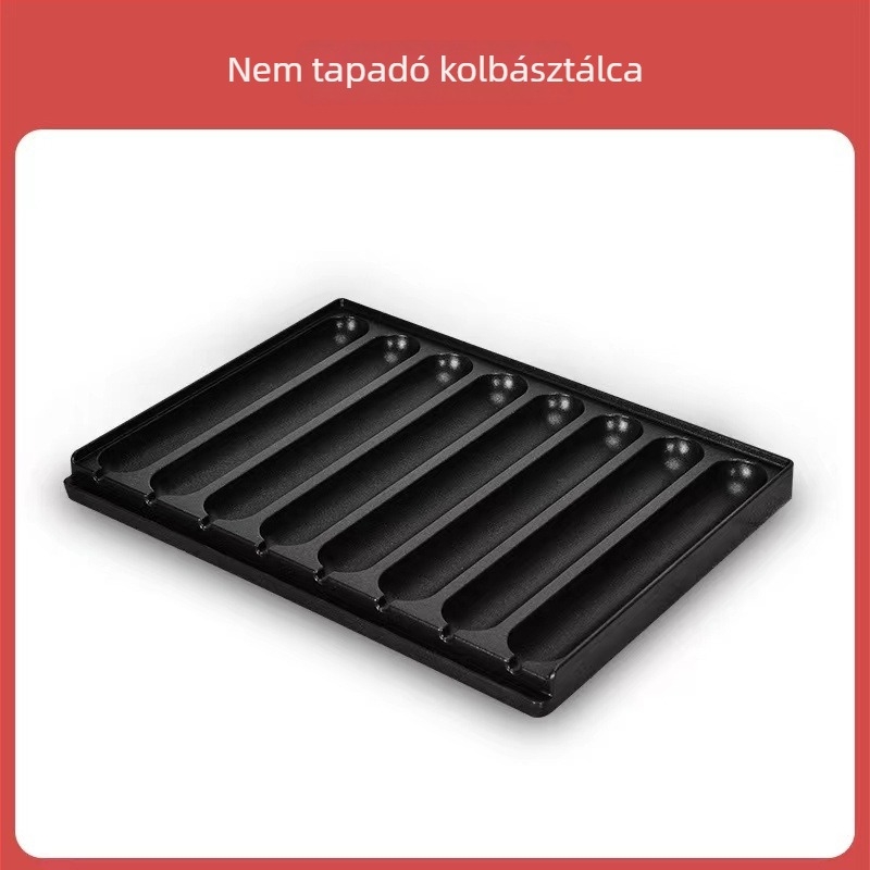 8-csöves kolbász grilllemez, alumínium, négyzet alakú, sajtolt kialakítás, multifunkcionális, hordozható, könnyen tisztítható