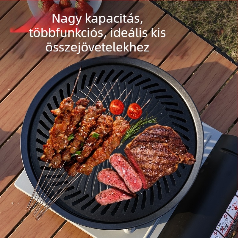 Rock Valley zk-05 Koreai BBQ Tálca – Hordozható, Kör alakú Ötvözet Teppanyaki, tapadásmentes