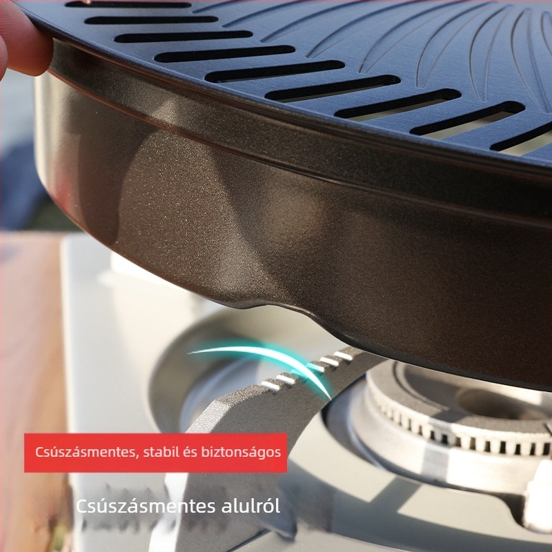 Rock Valley zk-05 Koreai BBQ Tálca – Hordozható, Kör alakú Ötvözet Teppanyaki, tapadásmentes