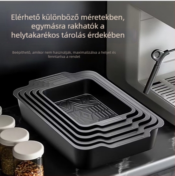 Szénacél halas grill tál, csíkos mintázat, négyszögletes forma, egy darabból készült felület, nem mikrohullámú sütőhöz való