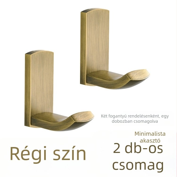 Fürdőszobai akasztó rézből, antik felülettel, elektroplakálás, Oubei márka, 2 db, tömeg kb. 90 g/db