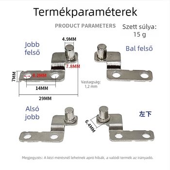 Ajtó pánt tengely, felső és alsó; rozsdamentes acél; NdFeB feldolgozású; szekrényajtókhoz és ablakokhoz