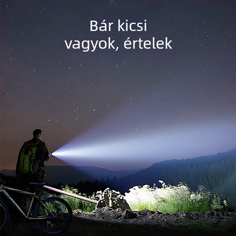 Hegymászó kerékpár első lámpa, feltölthető, nagy hatótávolságú, többfunkciós világítással — Wu Shang