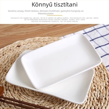 Hosszúkás kerámia tányér – modern minimalista dizájn, mikrohullámú sütőben használható, felület máz alatti színnel, testreszabható, szállodákhoz és étkezésekhez