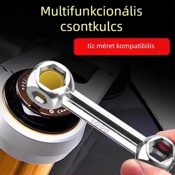 Hordozható kerékpárjavító kulcs, tíz az egyben, acélból, belső hatszög csatlakozófejekkel