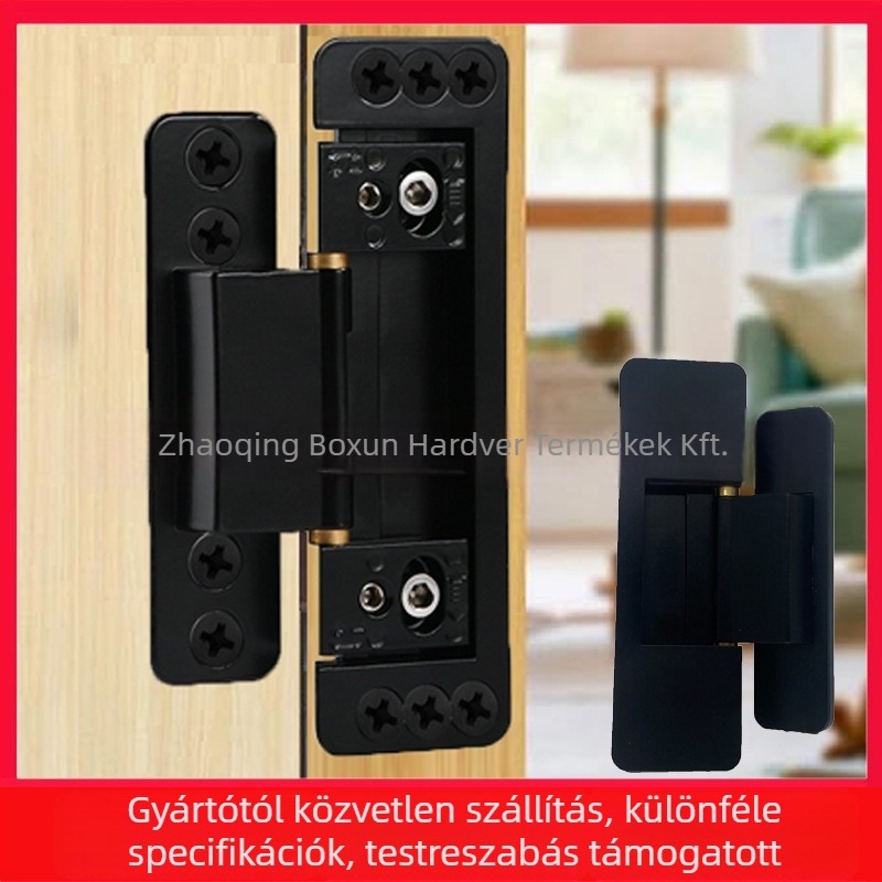 Kétdimenziós állítható rejtett ajtózsanér alumínium-fa ajtóhoz, cinkötvözet, spray bevonat, modern minimalist stílus, Boxun