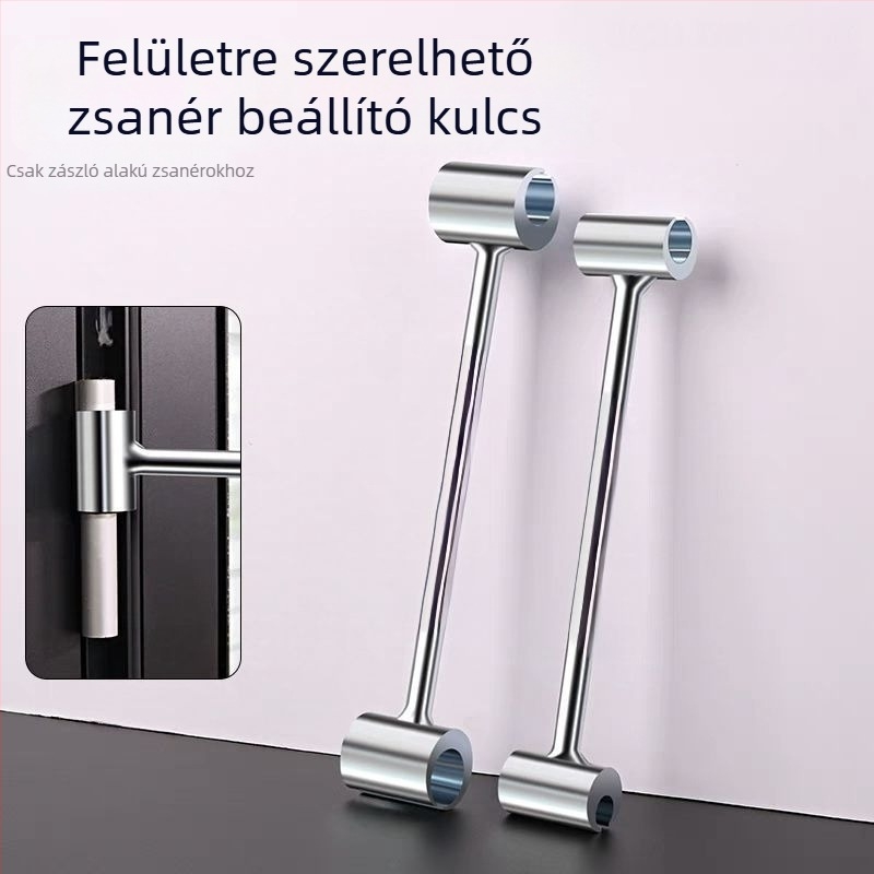 Ajtóhézag-szabályozó eszköz zászló alakú csuklóhoz, rozsdamentes acélból
