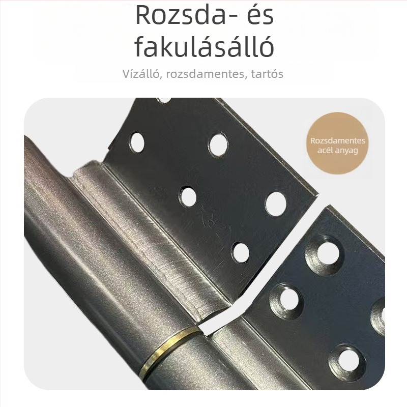 Rozsdamentes acél ajtópánt, masszív kivitel, 3.5 mm vastagság, betörés elleni védelem