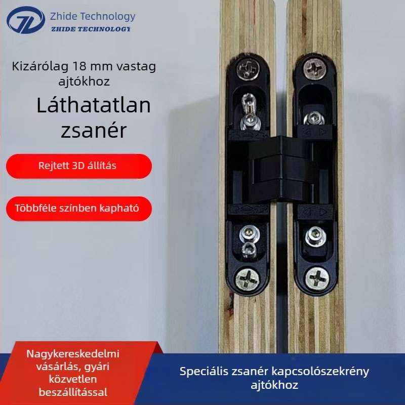 3D-s állítható rejtett pánt 18 mm vastag szekrényajtókhoz, cinkötvözet