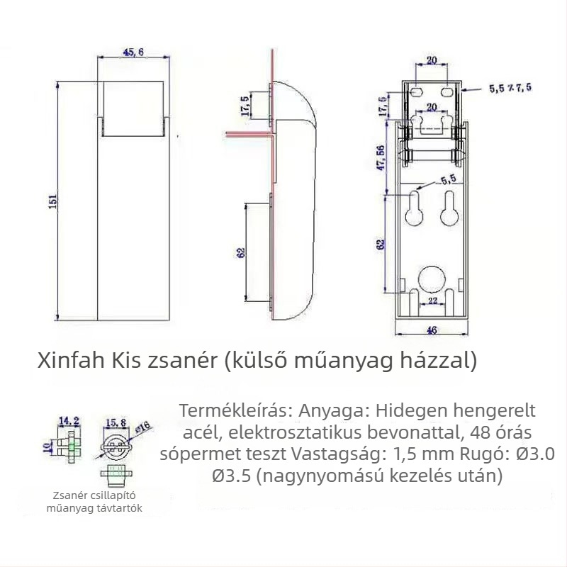 Hűtőszekrény és fagyasztó ajtókhoz tartozó csuklók; felső mozgó csuklók a fagyasztóhoz; vízszintes ajtó rugós csuklók; korrózióálló