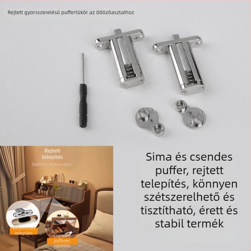 Rejtett dampoló csukló sminkasztalhoz, gyors felszerelés, fel-le nyíló ajtókhoz, minimalistikus dizájn