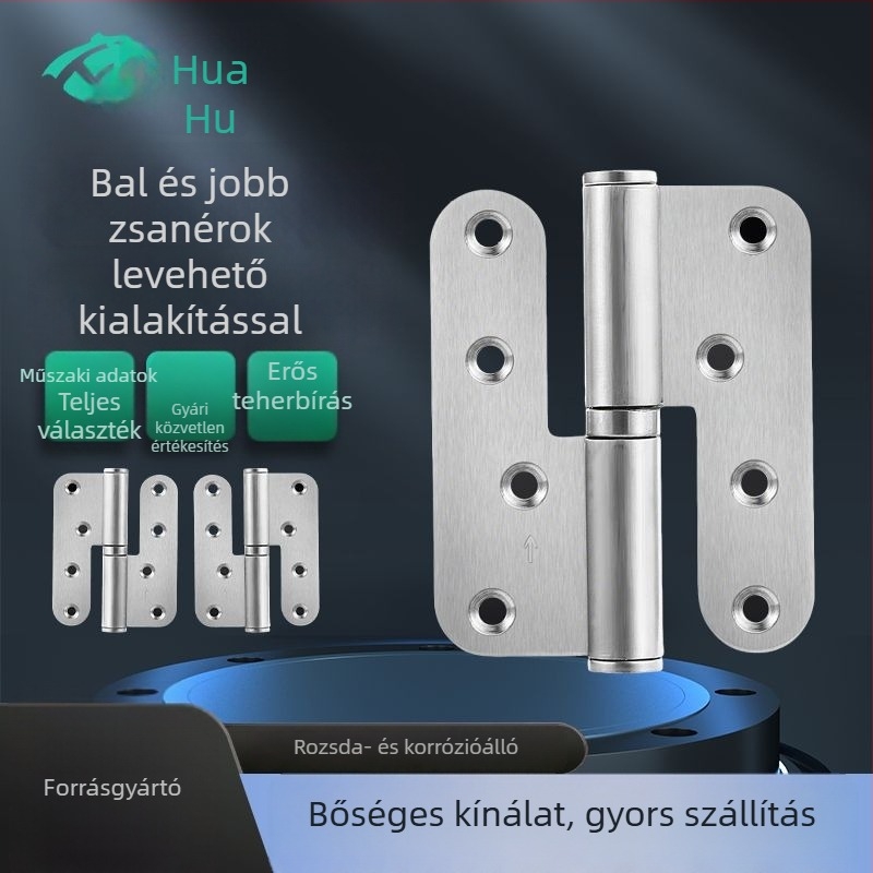 Rozsdamentes acél zászló alakú leválasztható zsanér tűzálló ajtókhoz, L- alakú kerekített sarkok, 3 mm vastagság