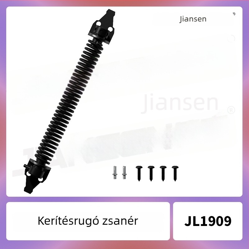 Rugós önzáró zsanér kerítéskapuhoz, modell JL1909, szénacél, felület: műanyag bevonat, márka Jansen