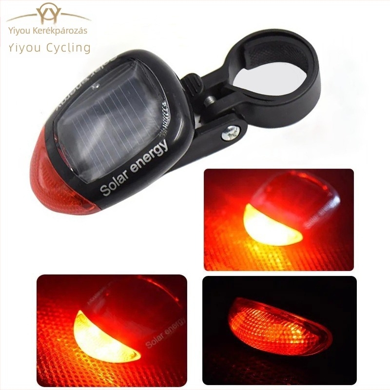 Yi Yu Napelemes hátsó kerékpár lámpa, 2 LED, töltés nélkül, éjszakai figyelmeztető fény hegyi kerékpárokhoz