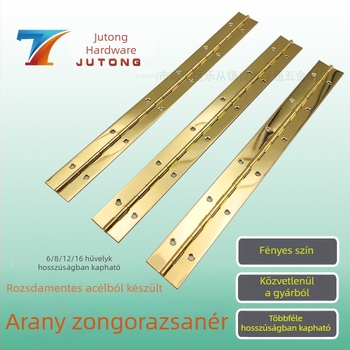 Jutong 1.2 hüvelykes rozsdamentes acél, fényes arany pianózsanér, hosszú zsanér asztalhoz és székhez, fa doboz-szekrény, arany bevonat