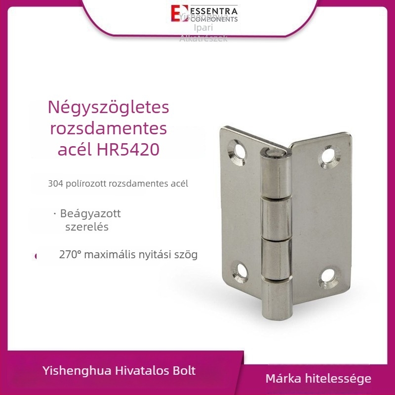 Ipari csuklópánt SR5420, 304 rozsdamentes acélból, négyszögletes, csendes működés, modell 1284313, Essentra