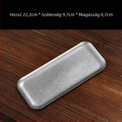 Vintage rozsdamentes acél téglalap alakú tál, ipari retro stílus, egyszínű mintázat, mikróbarát