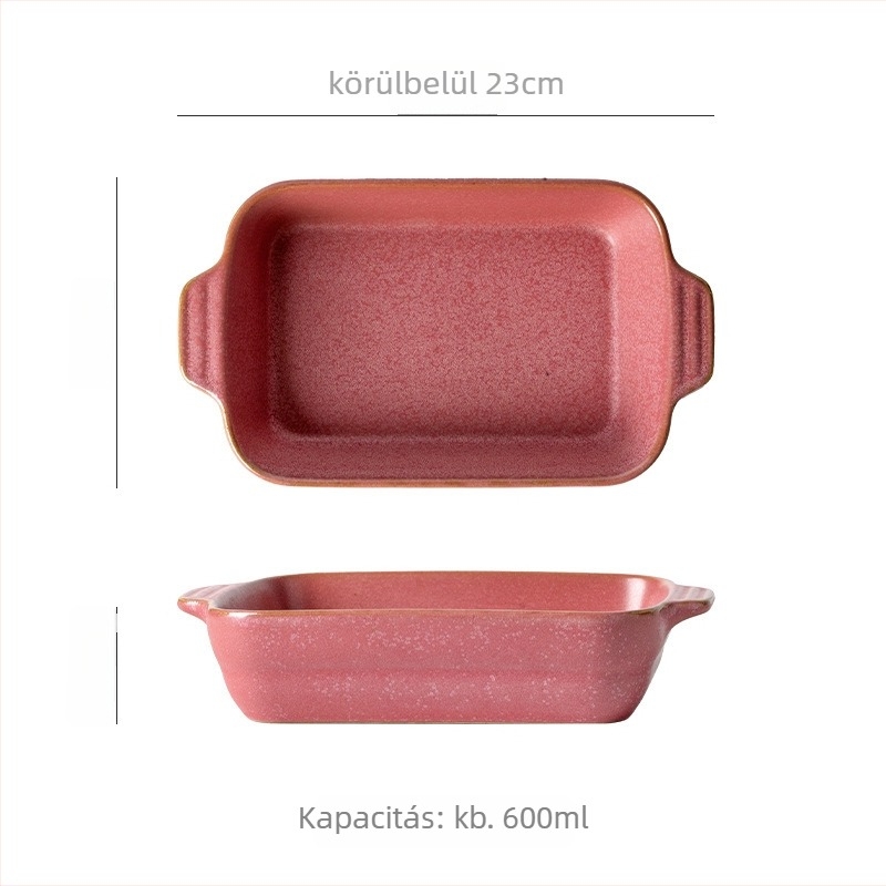Kerámia téglalap alakú sütőedény, retro stílus, kemencés máz felülettel, logó nyomtatására alkalmas