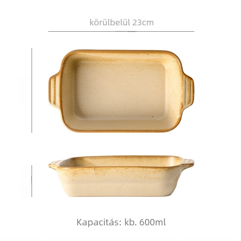 Kerámia téglalap alakú sütőedény, retro stílus, kemencés máz felülettel, logó nyomtatására alkalmas