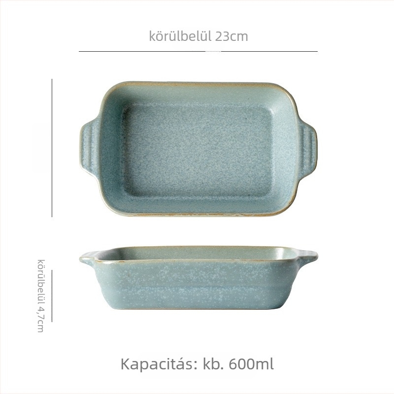 Kerámia téglalap alakú sütőedény, retro stílus, kemencés máz felülettel, logó nyomtatására alkalmas