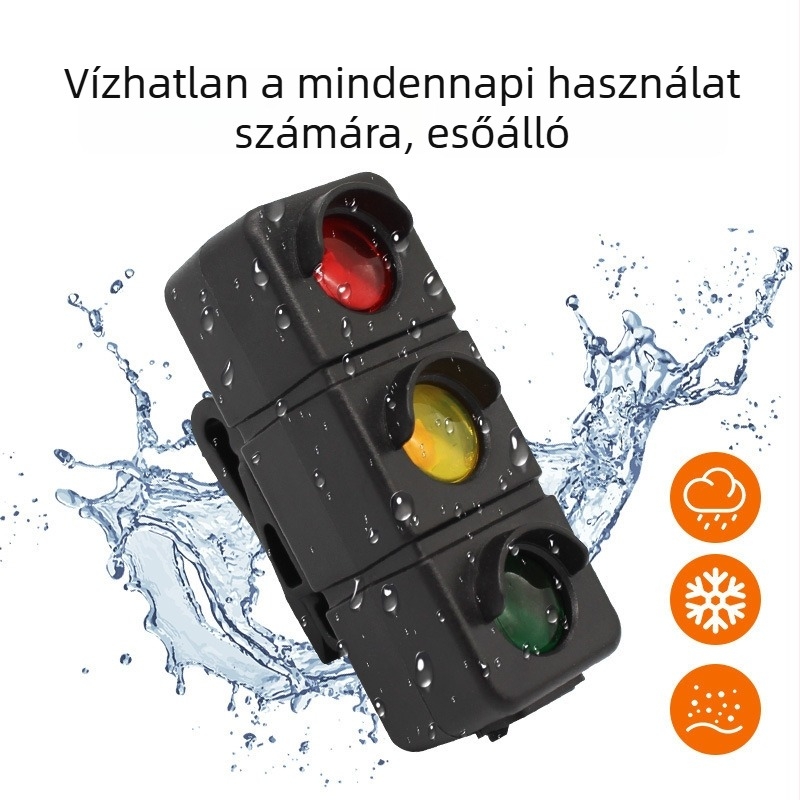 Kerékpár hátsó fény, háromszínű figyelmeztető fény, Type-C töltés, modell W19