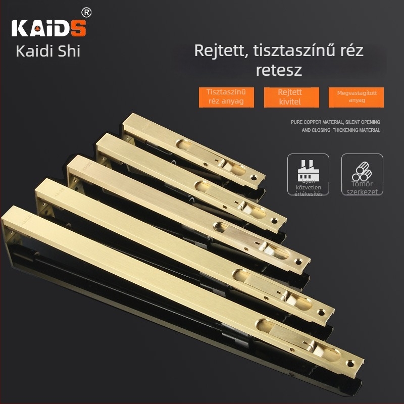 Tiszta rézből készült rejtett zár dupla ajtókhoz, 6 hüvelyk