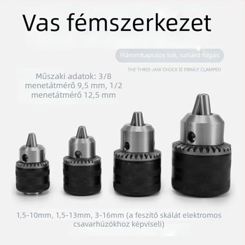 Fúrópatron, háromcsúcsos tok, 1/2 interfész, 40Cr króm‑széntacél, Three Gulls