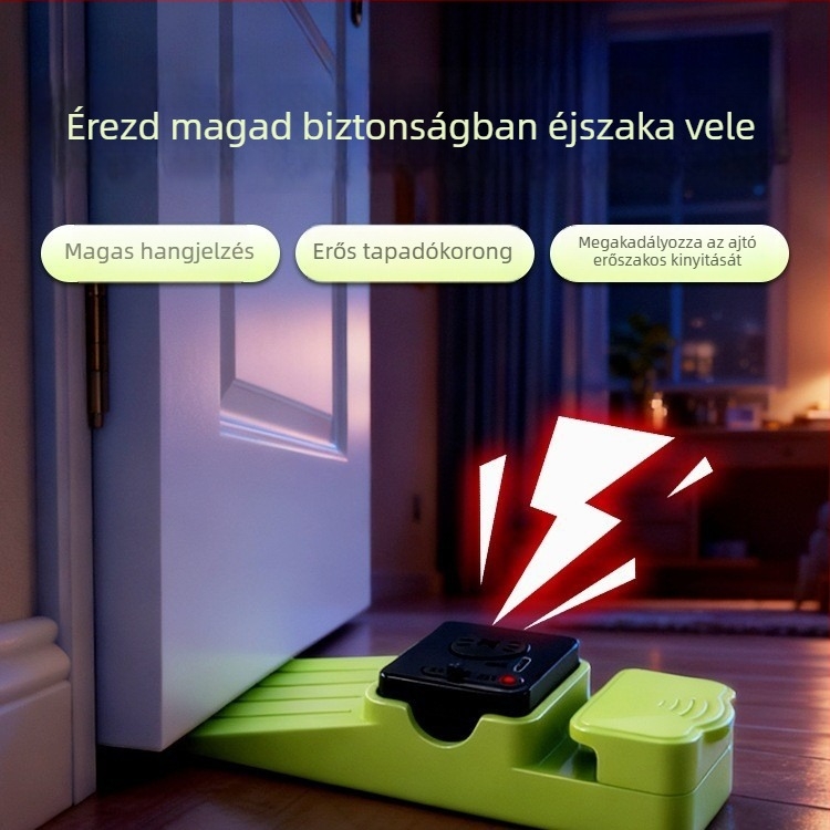 Padlóra szerelt ajtóstopper riasztóval, cinkötvözetből, önálló felszerelés, hordozható