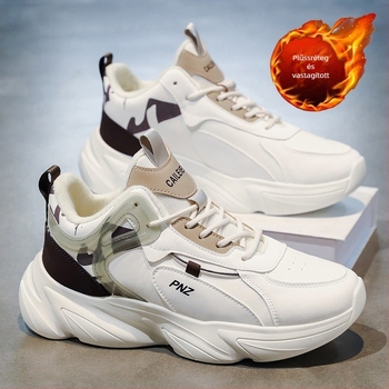Fiatal férfiak téli sportcipői – Dad Shoes, felső rész szintetikus bőrből, PVC talp, cipőfűző, 3–5 cm vastag sarok, lélegző és meleg