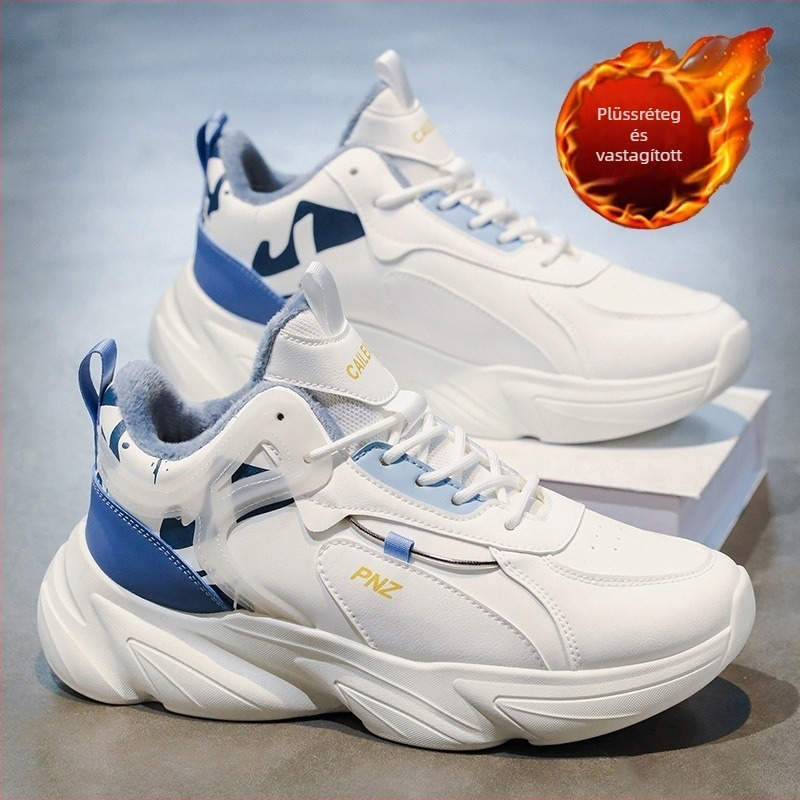 Fiatal férfiak téli sportcipői – Dad Shoes, felső rész szintetikus bőrből, PVC talp, cipőfűző, 3–5 cm vastag sarok, lélegző és meleg