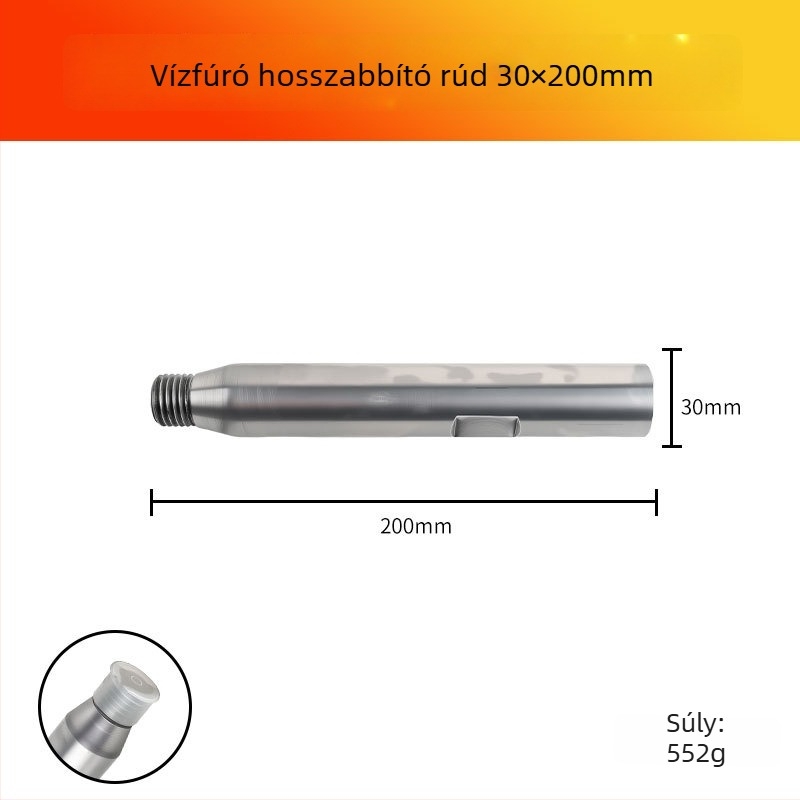 Vízfúró géphez való fúróhosszabbító rúd (Márka: Han ax; Anyag: szénacél)