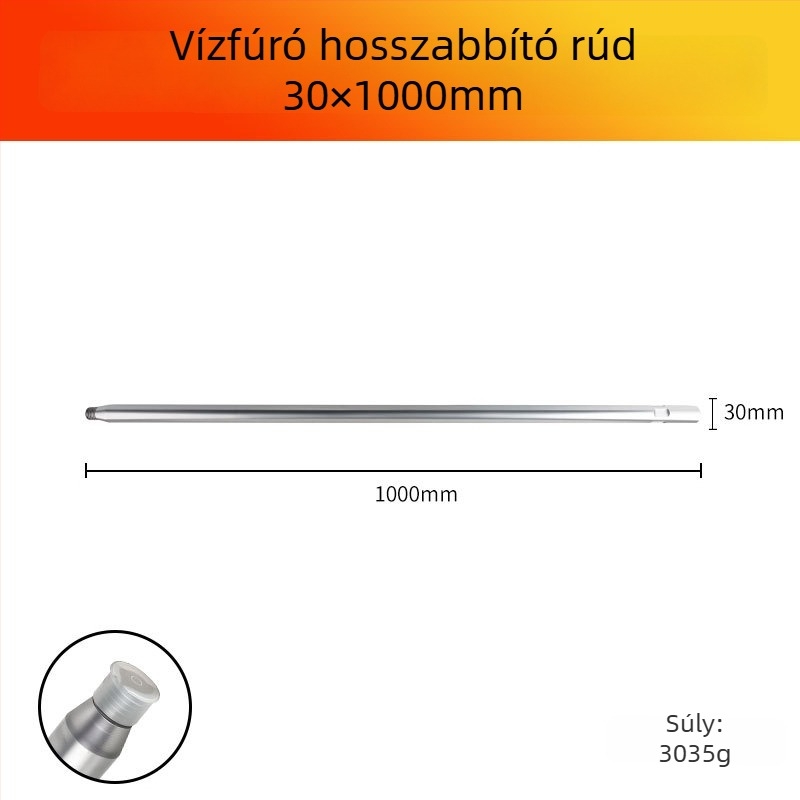 Vízfúró géphez való fúróhosszabbító rúd (Márka: Han ax; Anyag: szénacél)