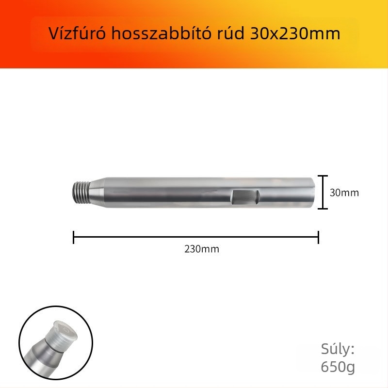 Vízfúró géphez való fúróhosszabbító rúd (Márka: Han ax; Anyag: szénacél)