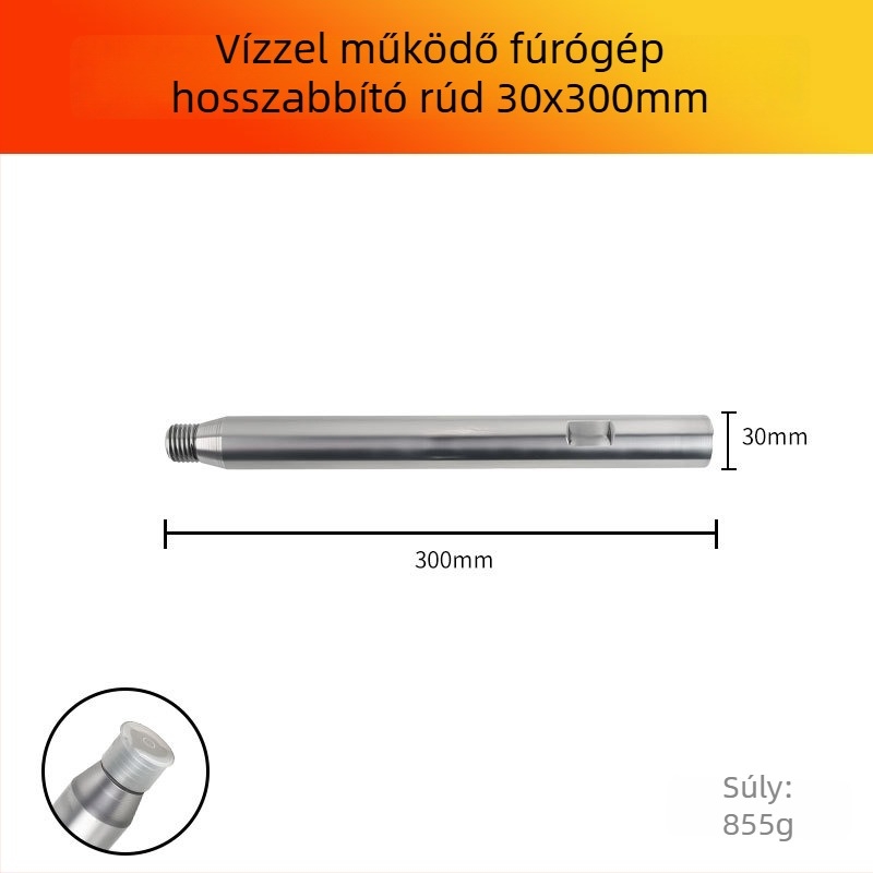 Vízfúró géphez való fúróhosszabbító rúd (Márka: Han ax; Anyag: szénacél)