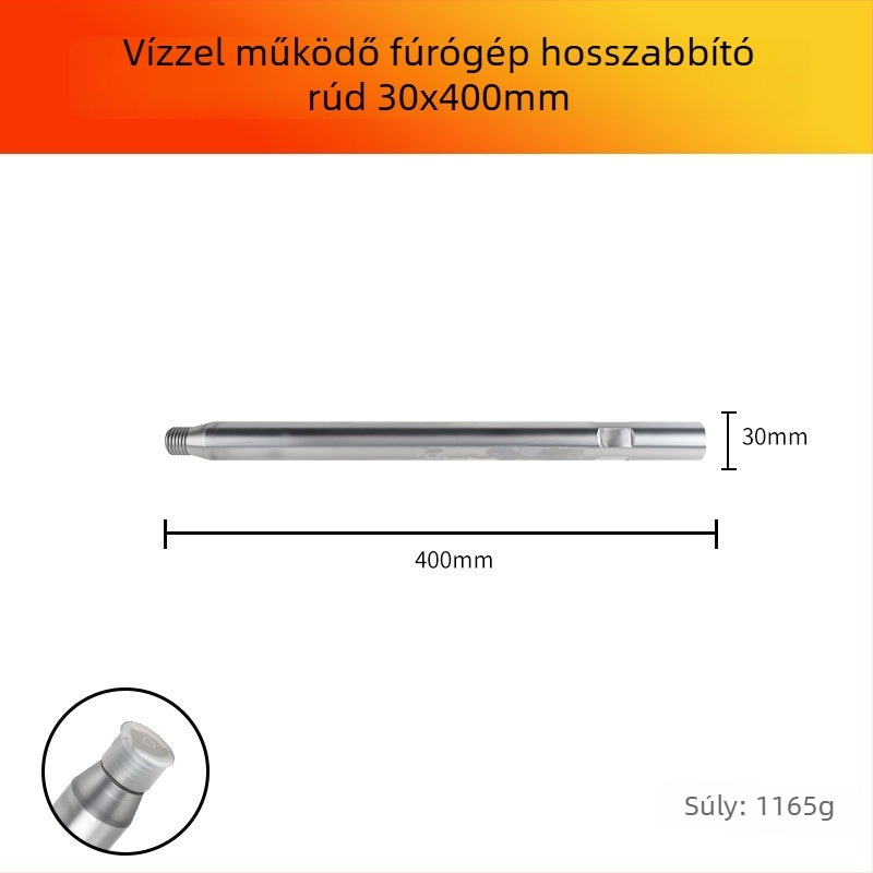 Vízfúró géphez való fúróhosszabbító rúd (Márka: Han ax; Anyag: szénacél)