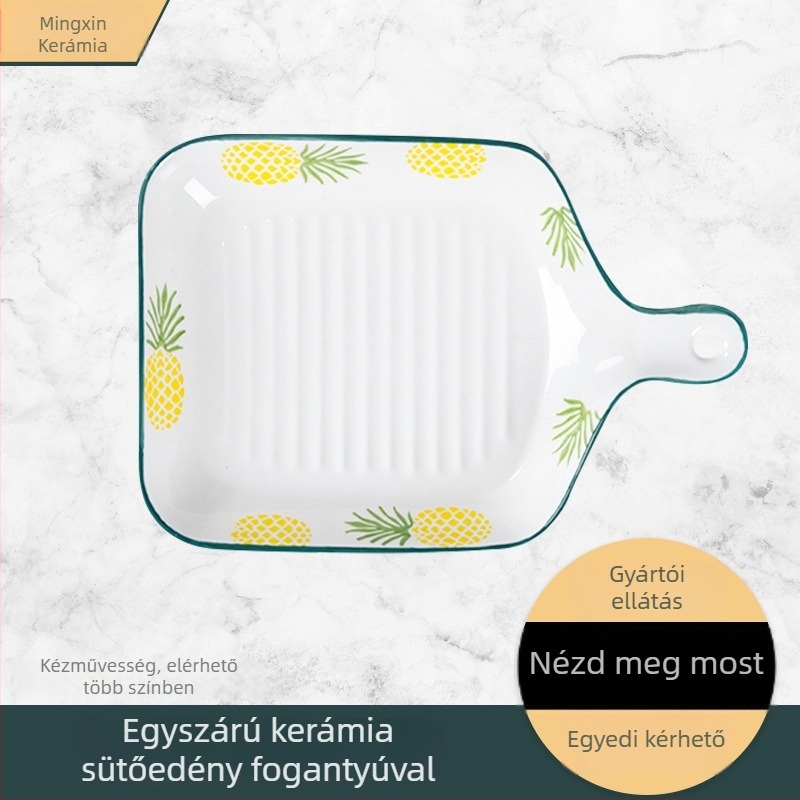 Mingxin Ceramics kerámia lemez — kézzel festett, négyszögletes alak, több mintázat, mikrohullámú sütőben használható, testreszabható