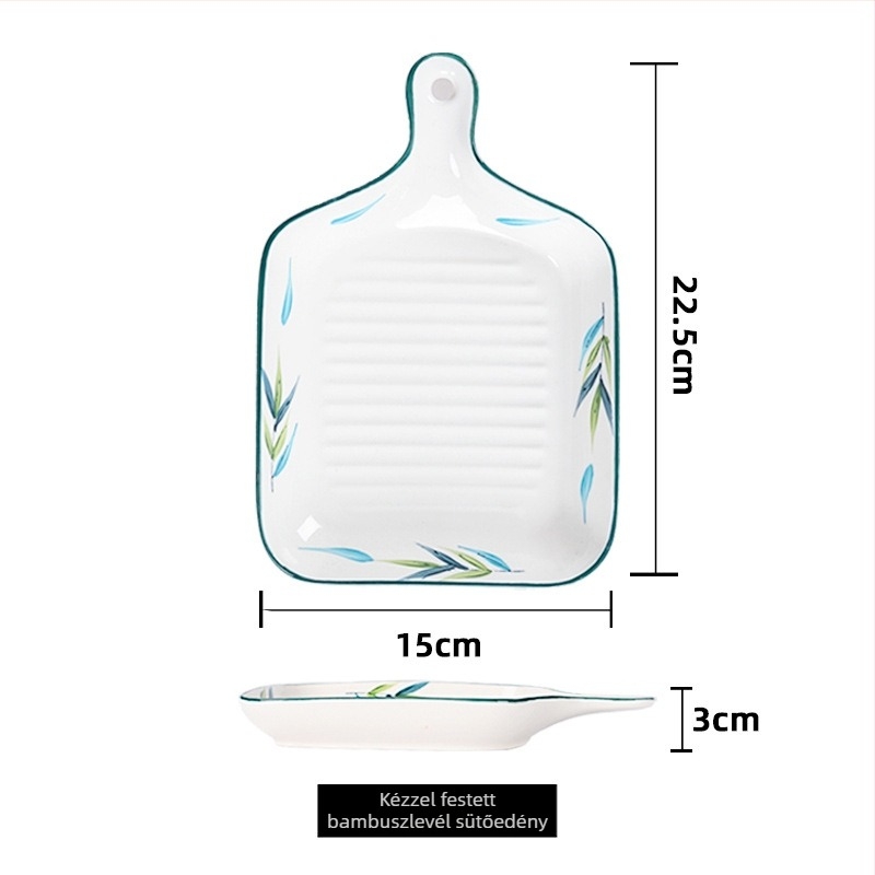 Mingxin Ceramics kerámia lemez — kézzel festett, négyszögletes alak, több mintázat, mikrohullámú sütőben használható, testreszabható