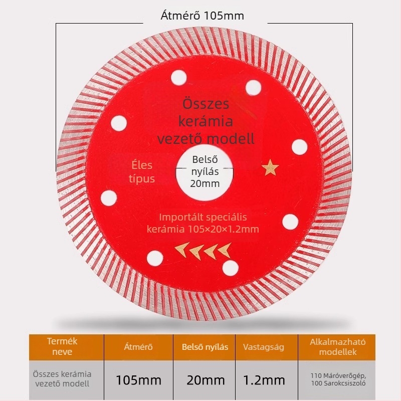 Csempevágó gyémánt penge - repedésmentes, száraz vágáshoz, kompatibilis a szögvágóval, kerámia, márvány és kő számára