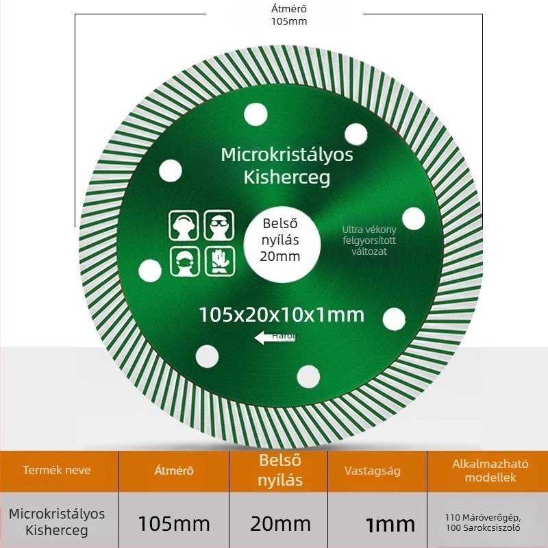 Csempevágó gyémánt penge - repedésmentes, száraz vágáshoz, kompatibilis a szögvágóval, kerámia, márvány és kő számára