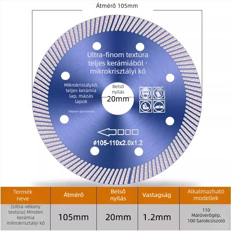 Csempevágó gyémánt penge - repedésmentes, száraz vágáshoz, kompatibilis a szögvágóval, kerámia, márvány és kő számára